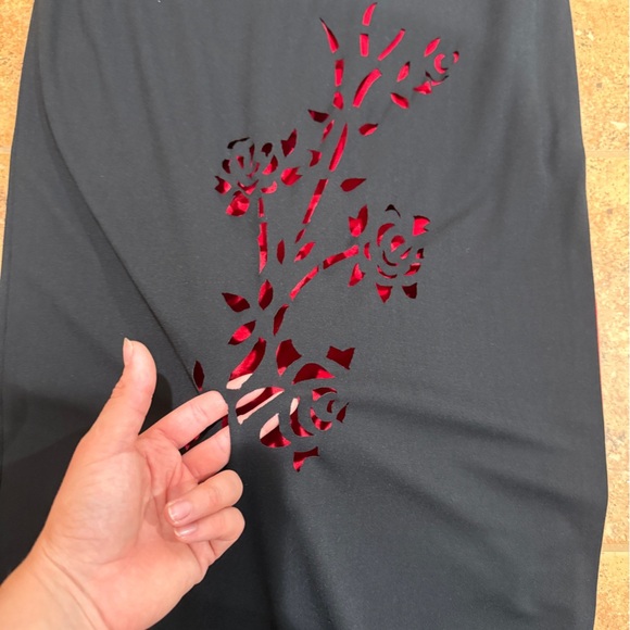 VTG DE-LARU Sheila Yen Y2K Long Black Red Formal Prom Dress Sz 2 4 Goth Grunge - Picture 2 of 12